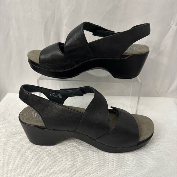 Dansko Sharla Sandals Womens Size 10 Black Leather Heel - Picture 10 of 12